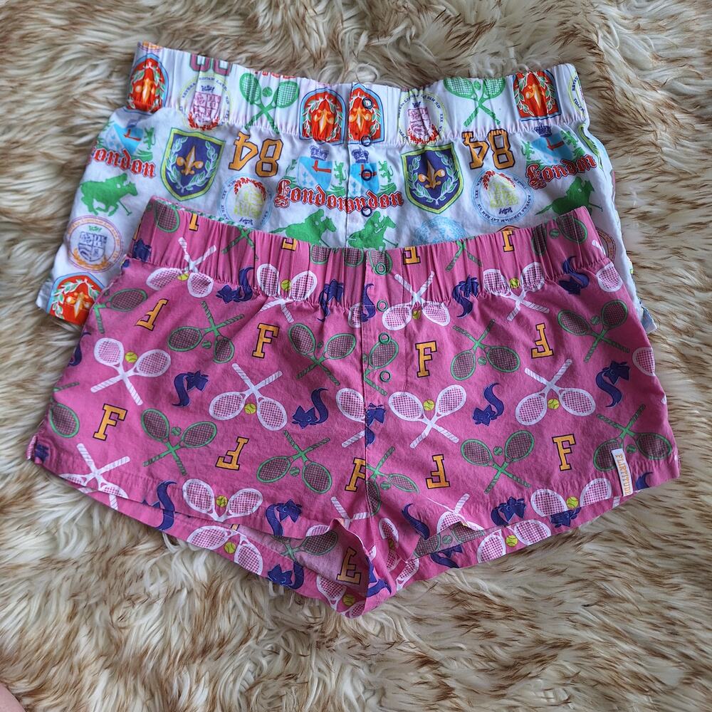 Y2K Vintage Flirtitude Preppy logo tennis sleep shorts lot bundle of 2 girly